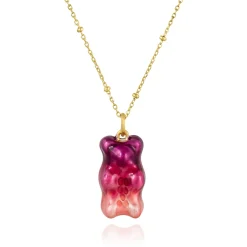 Tomfoolery Gold Chain Ombre Gummy Bear Necklace Fashion