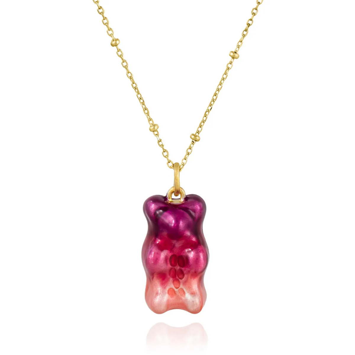Tomfoolery Gold Chain Ombre Gummy Bear Necklace Fashion