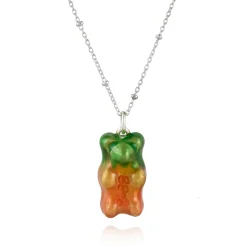 Tomfoolery Gold Chain Ombre Gummy Bear Necklace Fashion