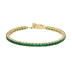 Tomfoolery Gold Classic Emerald Green Tennis Bracelet Fashion