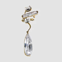 Tomfoolery Gold Clear Mixed Hybrid Drop Ear Cuff Hot