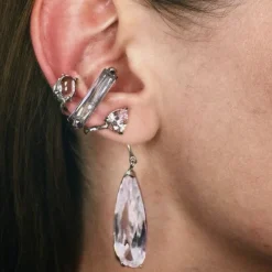 Tomfoolery Gold Clear Mixed Hybrid Drop Ear Cuff Hot
