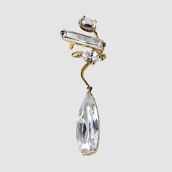 Tomfoolery Gold Clear Mixed Hybrid Drop Ear Cuff Hot