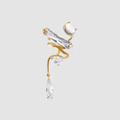 Tomfoolery Gold Clear Mixed Hybrid Mini Drop Ear Cuff Online
