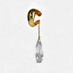 Tomfoolery Gold Clear Teardrop Ear Cuff Hot