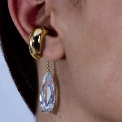 Tomfoolery Gold Clear Teardrop Ear Cuff Hot