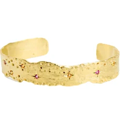 Tomfoolery Gold Concha Estrellas Cuff Bracelet with Sapphires Sale