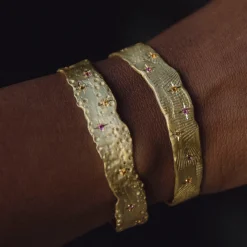 Tomfoolery Gold Concha Estrellas Cuff Bracelet with Sapphires Sale