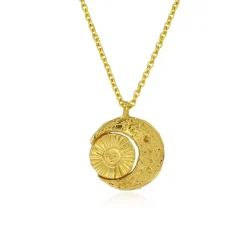 Tomfoolery Gold Crescent Moon & Sun Necklace Discount