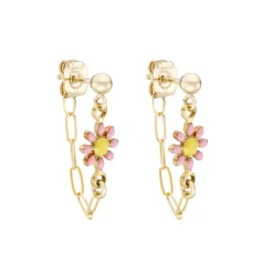 Tomfoolery Gold Daisy Paperclip Earrings in Pink Fashion