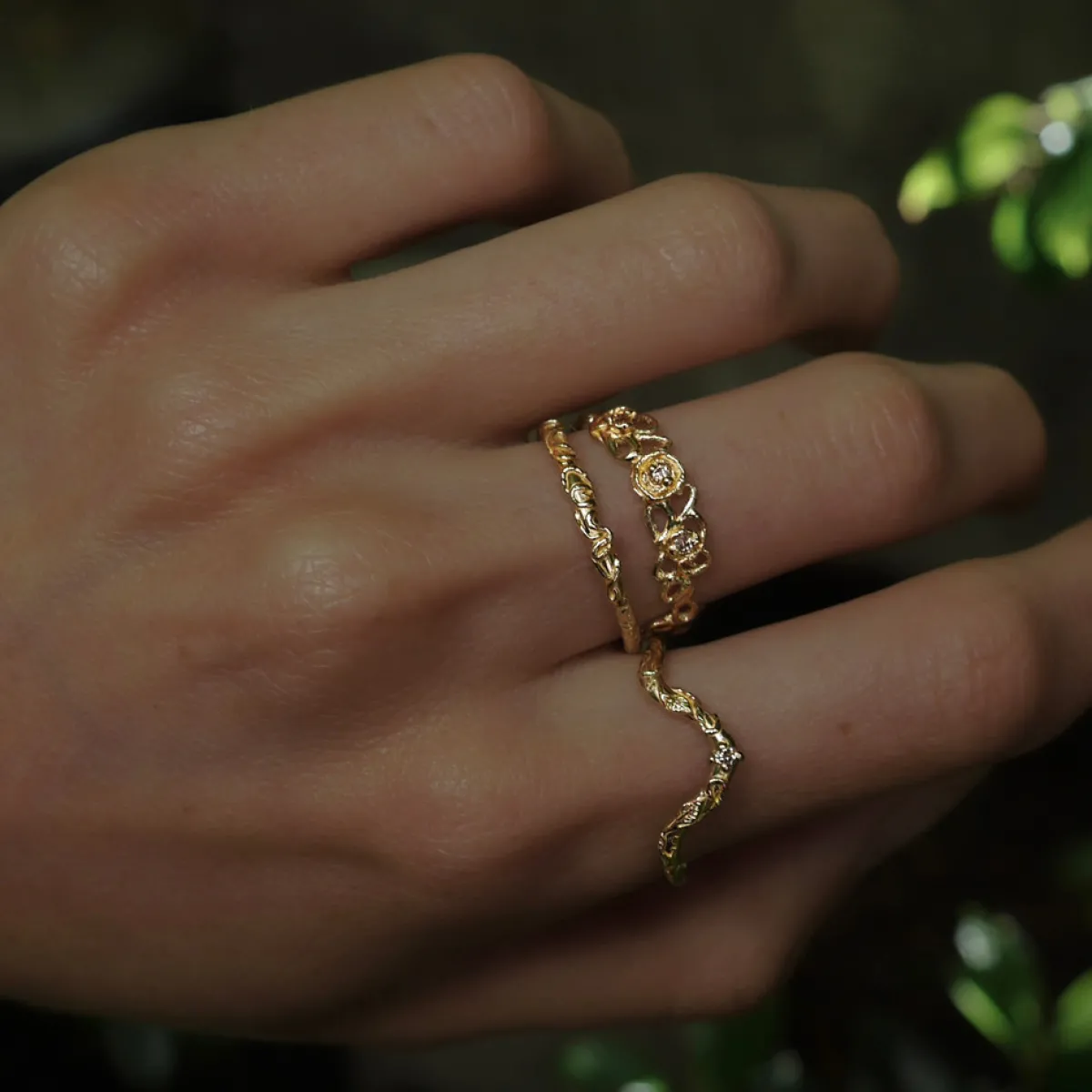 Tomfoolery Gold Daphnis Wedding Band New