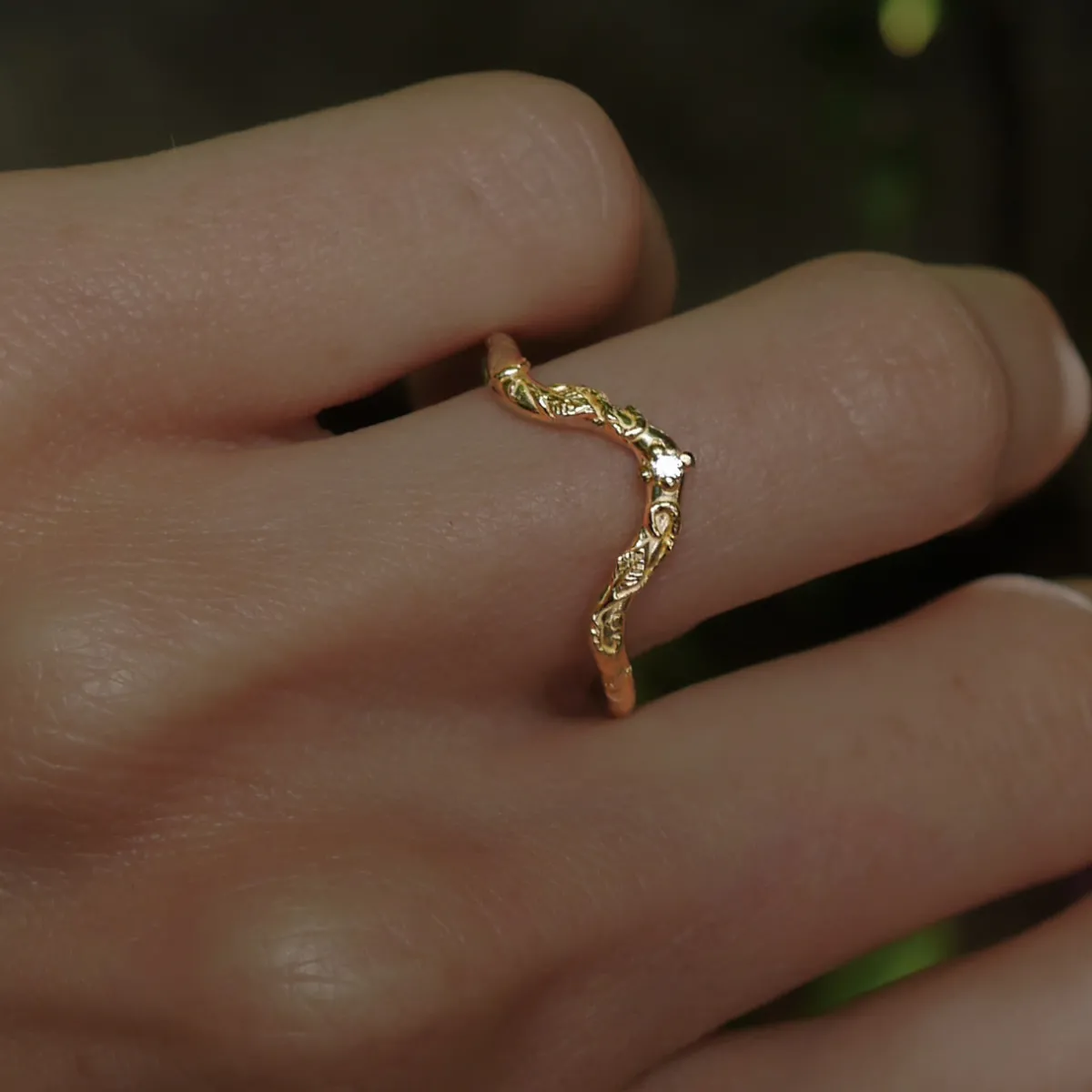 Tomfoolery Gold Daphnis Wedding Band New