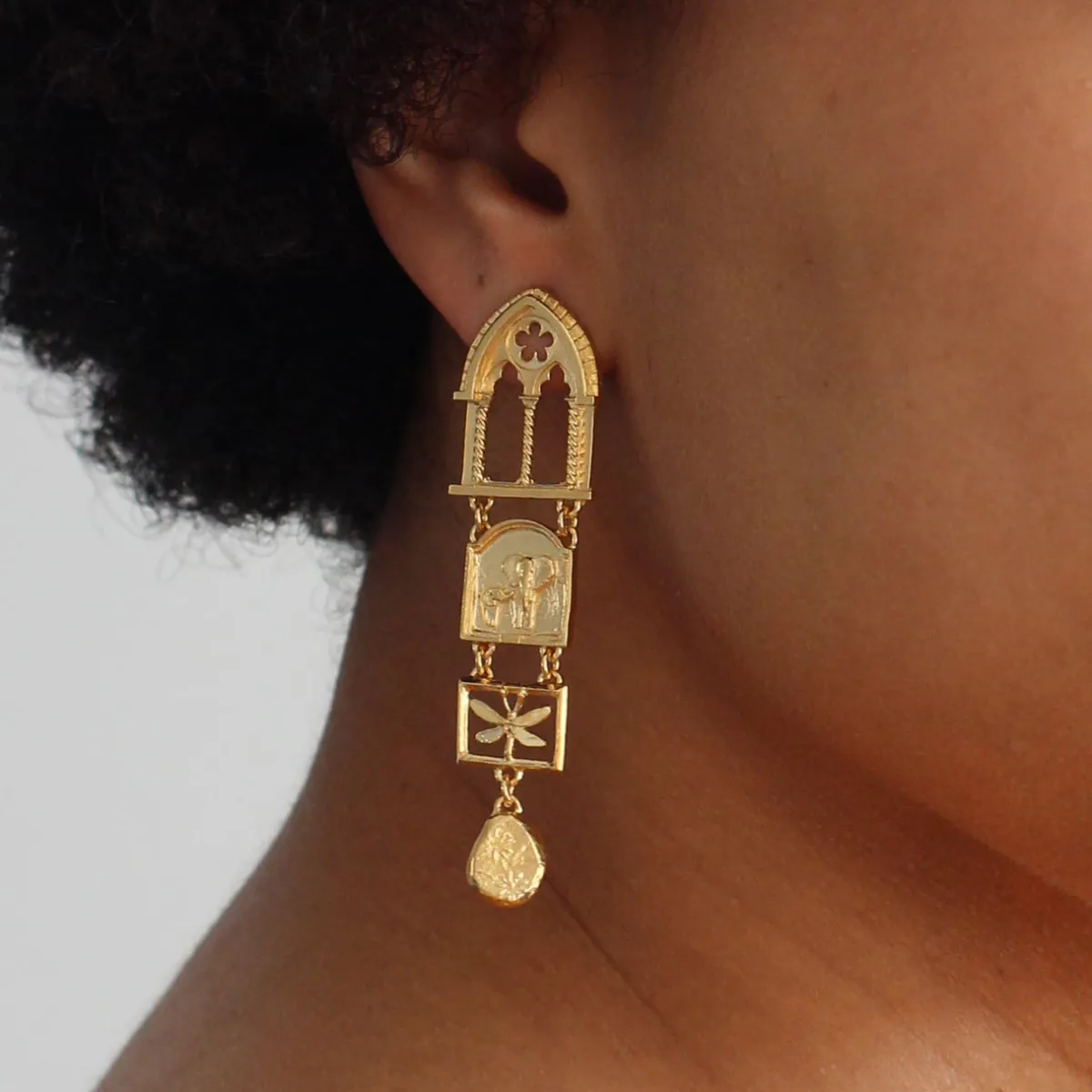 Tomfoolery Gold Discovery Window Drop Earrings Discount