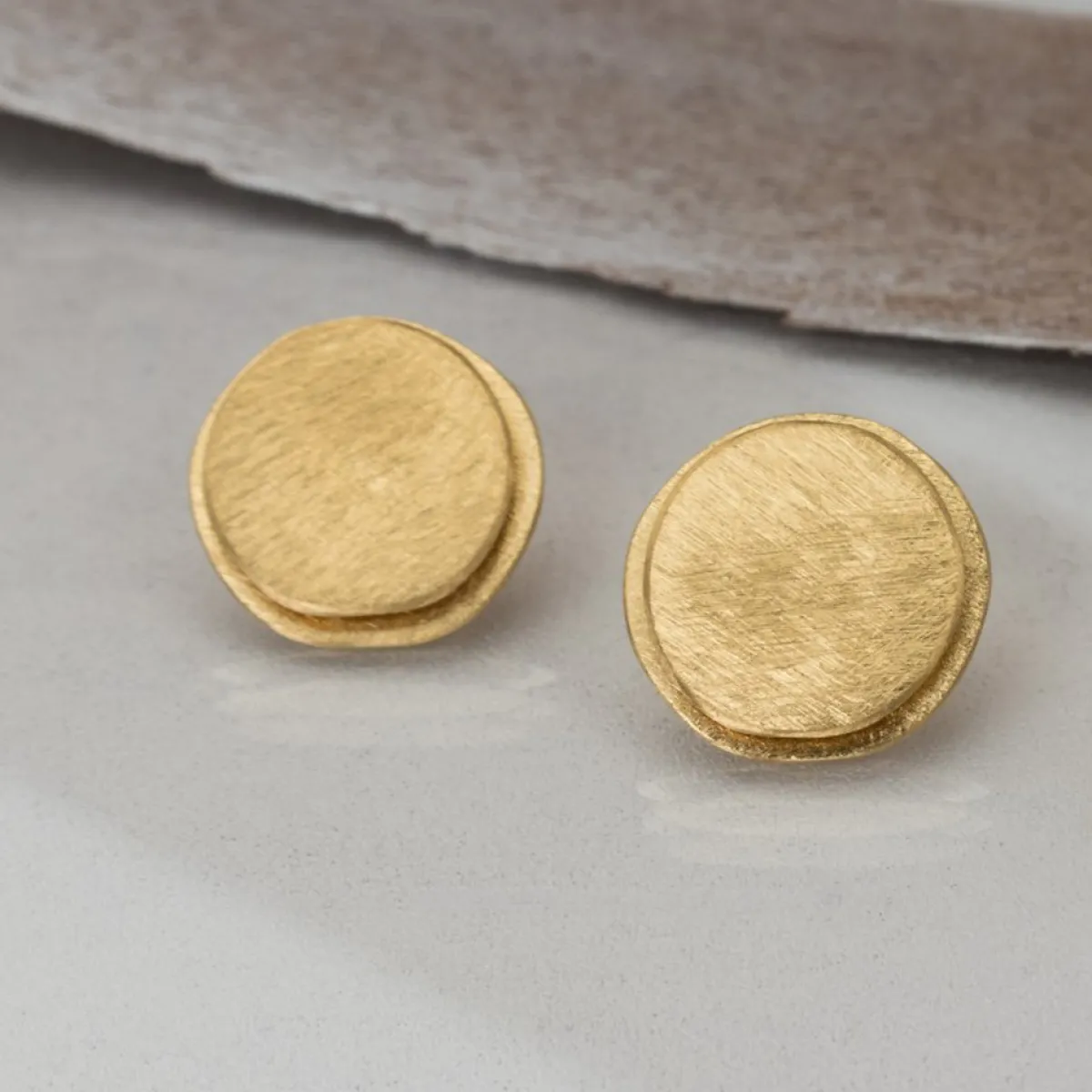 Tomfoolery Gold Double Disc Round Studs Outlet