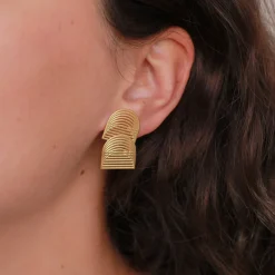 Tomfoolery Gold Double Harriet Earrings Clearance