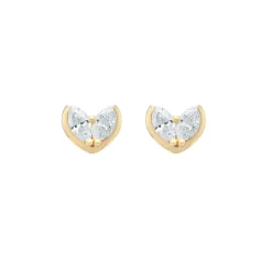 Tomfoolery Gold Duo Marquise Diamond Heart Studs Hot