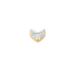 Tomfoolery Gold Duo Marquise Diamond Heart Studs Hot