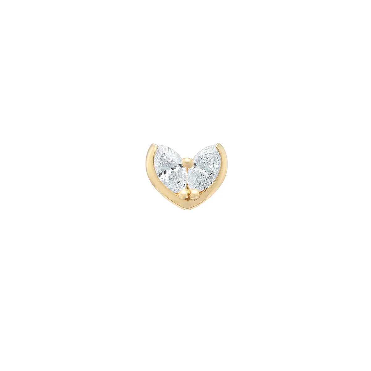 Tomfoolery Gold Duo Marquise Diamond Heart Studs Hot