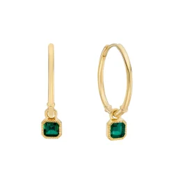 Tomfoolery Gold Emerald Drop Hoop Earrings Best