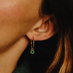 Tomfoolery Gold Emerald Drop Hoop Earrings Best