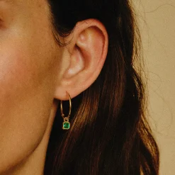 Tomfoolery Gold Emerald Drop Hoop Earrings Best