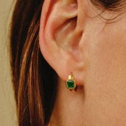 Tomfoolery Gold Emerald Huggie Hoops Best