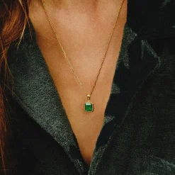 Tomfoolery Gold Emerald Pendant Outlet