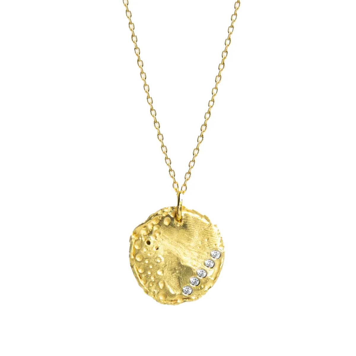 Tomfoolery Gold Erizo White Diamond Pendant Hot