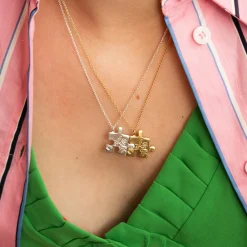 Tomfoolery Gold Floral Puzzle Piece Necklace Clearance
