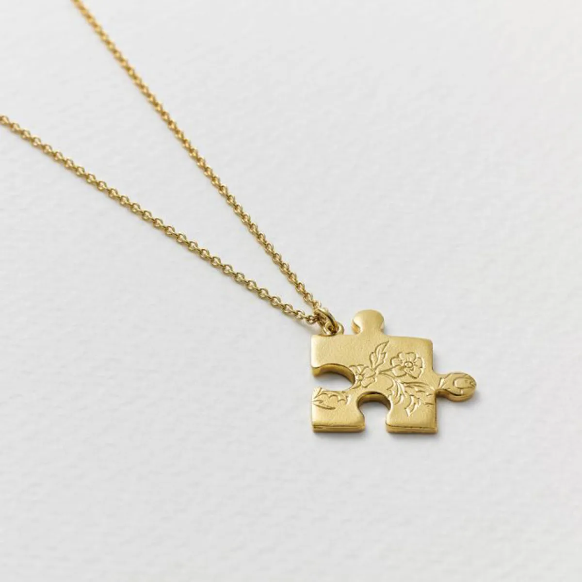 Tomfoolery Gold Floral Puzzle Piece Necklace Clearance