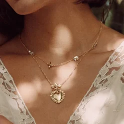 Tomfoolery Gold Floral Sacred Heart Necklace Sale
