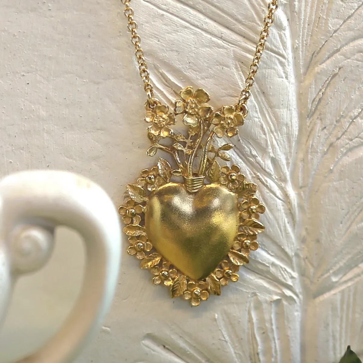 Tomfoolery Gold Floral Sacred Heart Necklace Sale