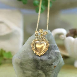 Tomfoolery Gold Floral Sacred Heart Necklace Sale