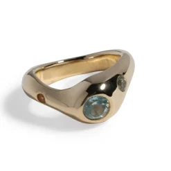 Tomfoolery Gold Gemstone Curved Bae Ring Hot