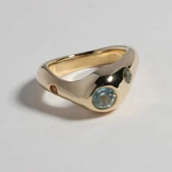 Tomfoolery Gold Gemstone Curved Bae Ring Hot