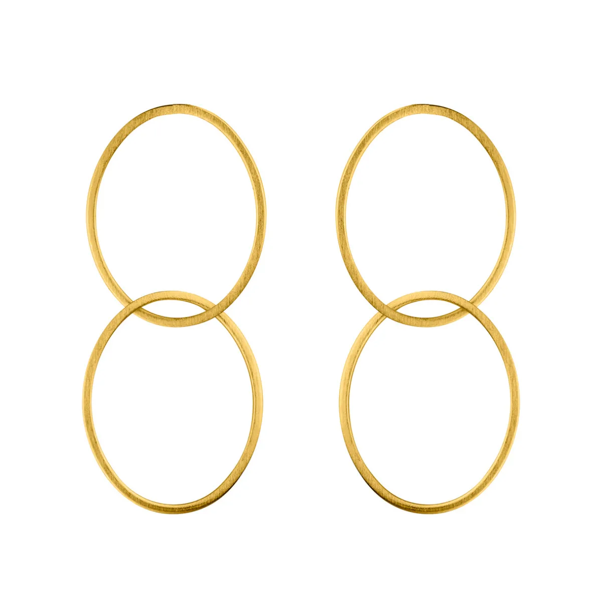 Tomfoolery Gold Harmonious Double Oval Drop Earrings Hot