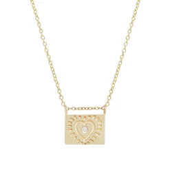 Tomfoolery Gold Heart Postcard Charm Necklace Sale