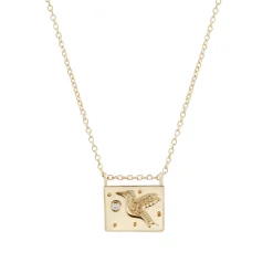 Tomfoolery Gold Hummingbird Postcard Charm Necklace Best