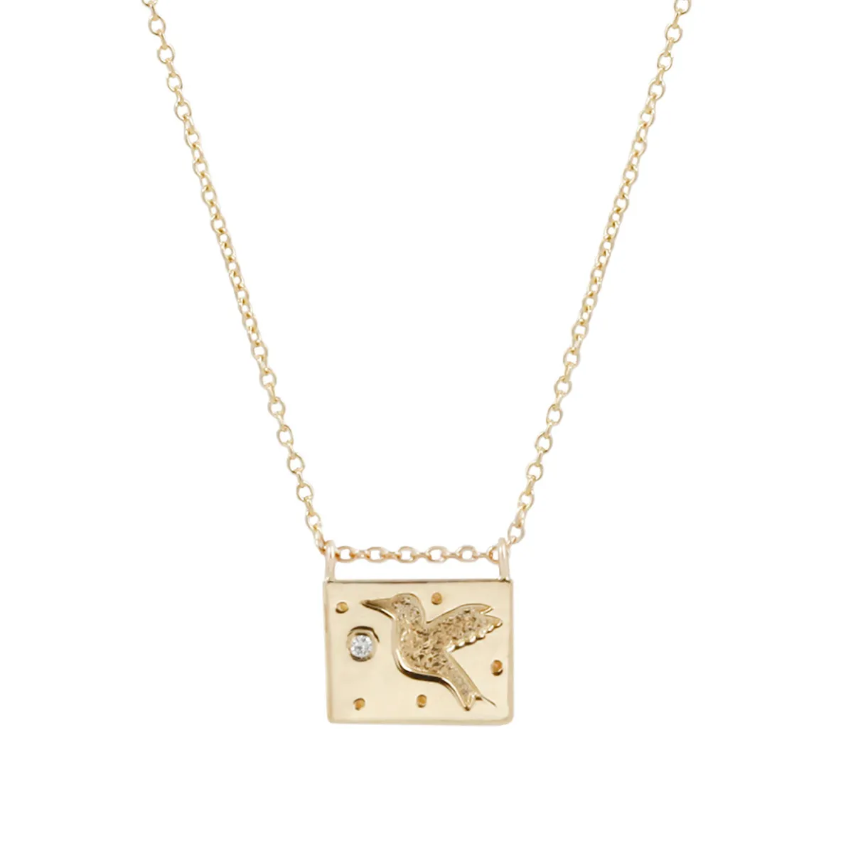 Tomfoolery Gold Hummingbird Postcard Charm Necklace Best