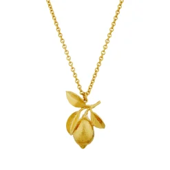 Tomfoolery Gold Large Lemon & Leaf Pendant New