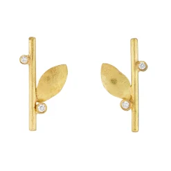 Tomfoolery Gold Leaf & Diamond Studs Online