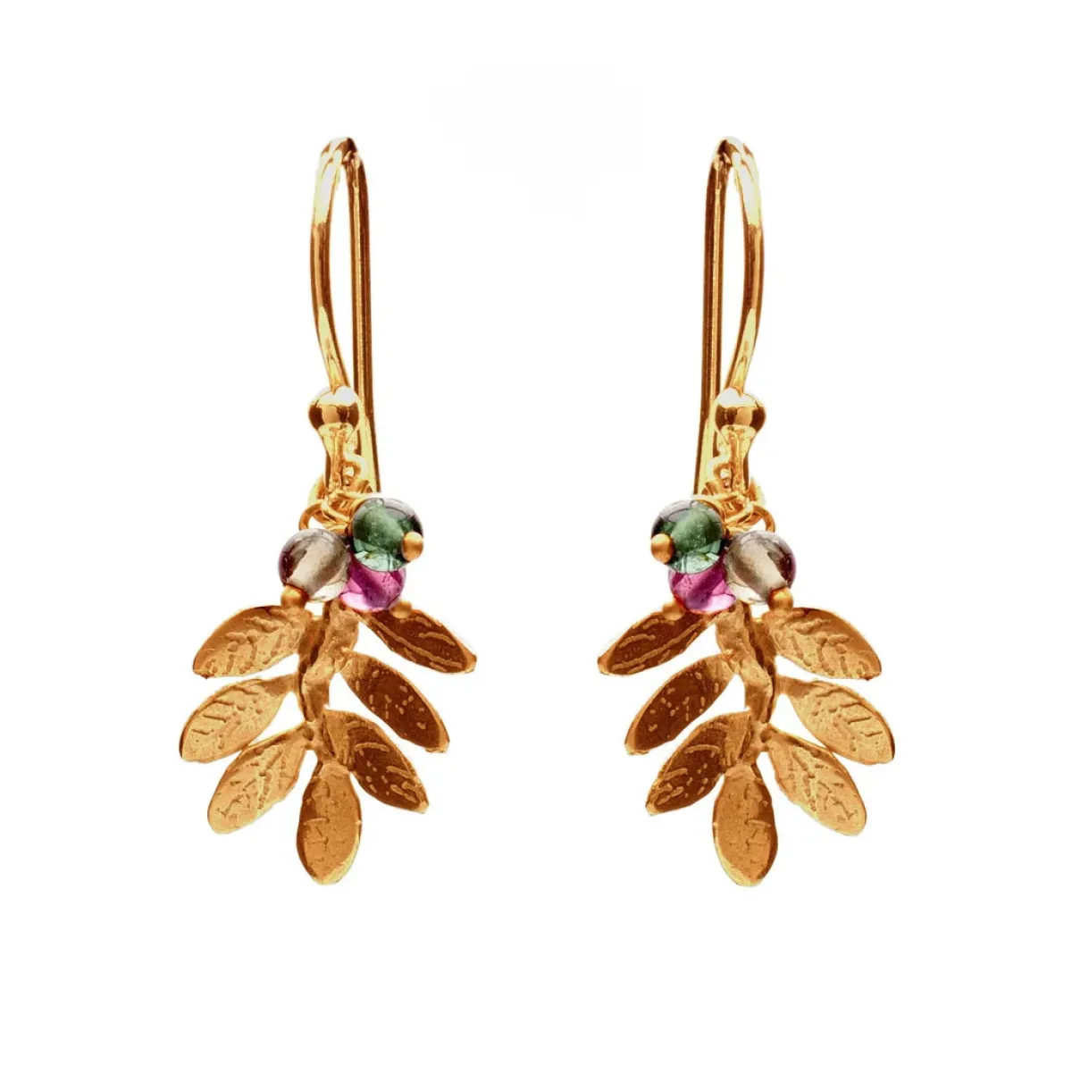 Tomfoolery Gold Leaves & Tourmaline Hook Earrings Discount