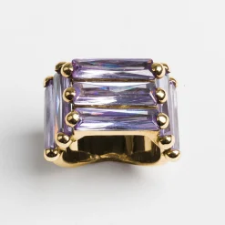 Tomfoolery Gold Lilac Crystallised Armour Ring Online