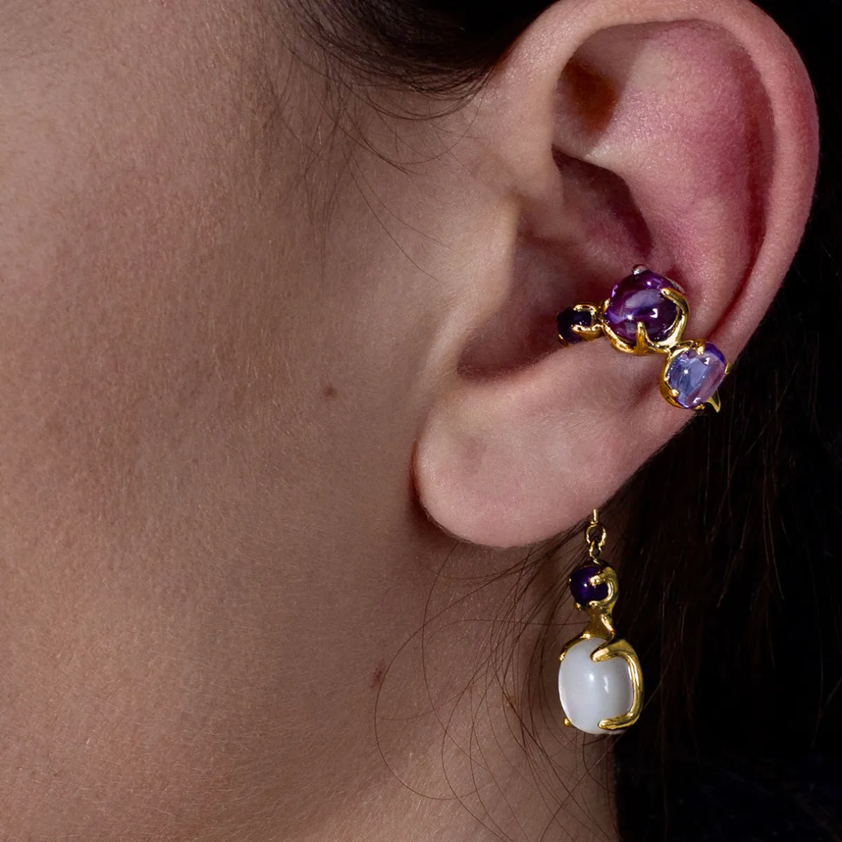 Tomfoolery Gold Lilac Drip Punk Ear Cuff Discount