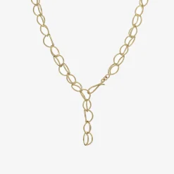 Tomfoolery Gold Lily Chain Link Necklace New