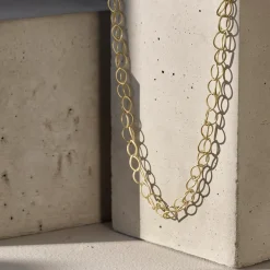 Tomfoolery Gold Lily Chain Link Necklace New