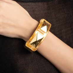 Tomfoolery Gold Luminous Lucite Armour Hinge Bracelet Hot