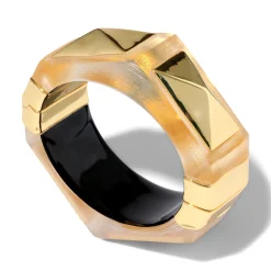 Tomfoolery Gold Luminous Lucite Armour Hinge Bracelet Hot