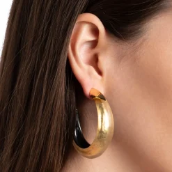 Tomfoolery Gold Luminous Lucite Edged Hoops Outlet