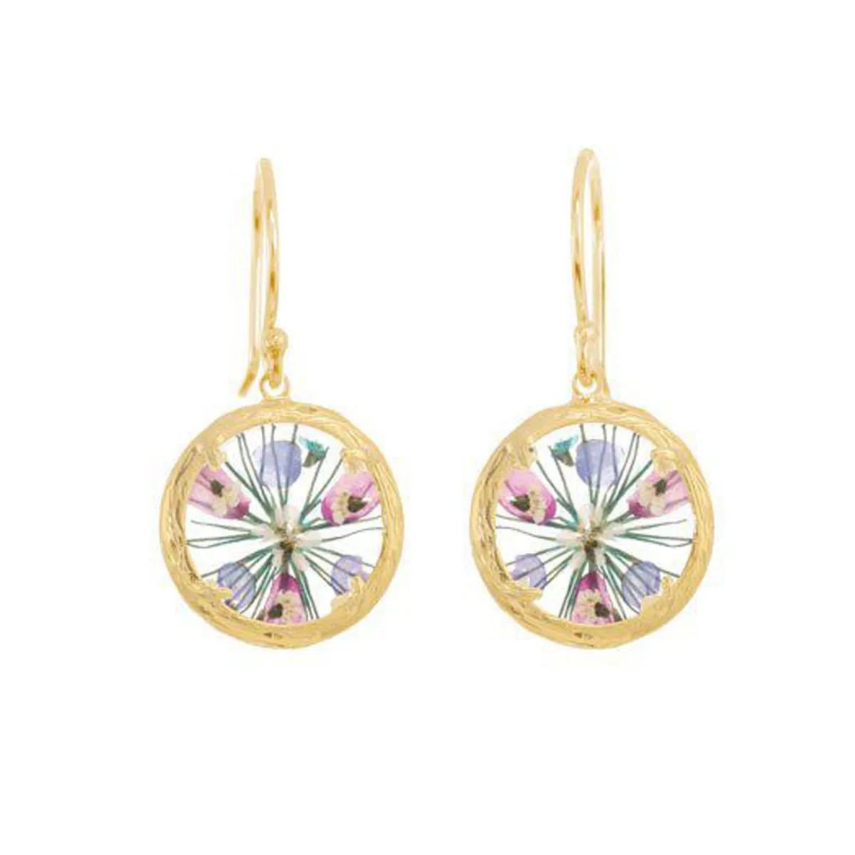Tomfoolery Gold Mini Floral Drop Earrings in Love Best